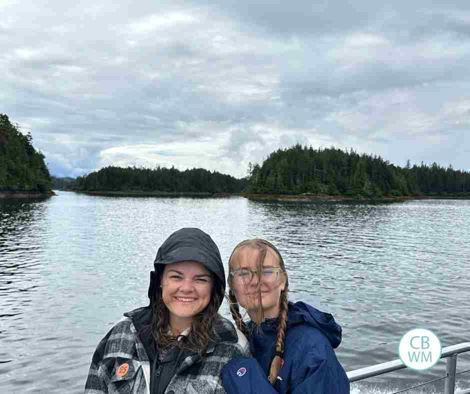 Valerie and Brinley on the boat in Sitka