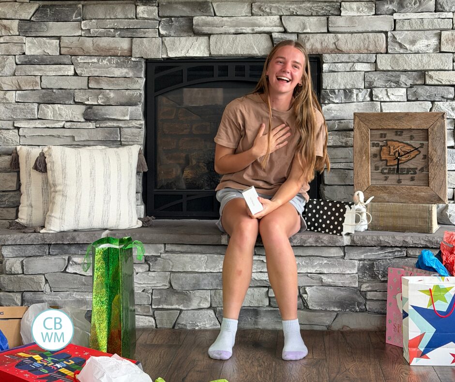 McKenna opening her gifts on her 17th birthday