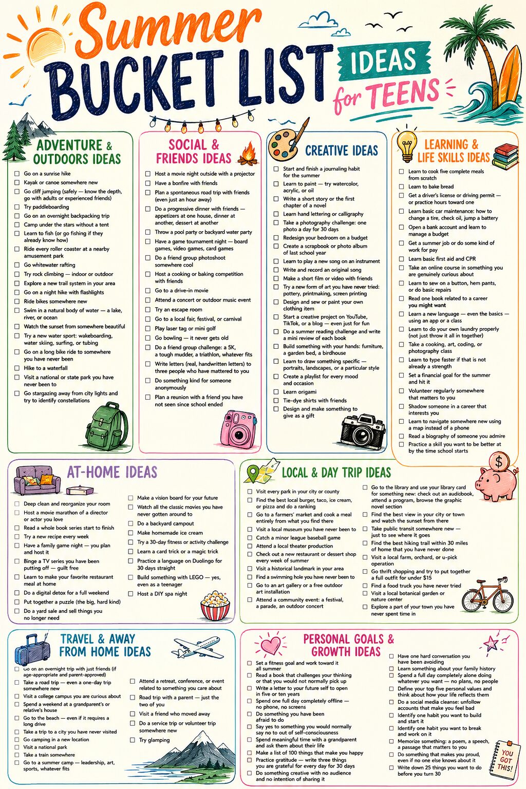 Summer Bucket List for Teens graphic