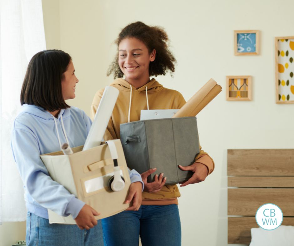 Two roommates talking on move-in day