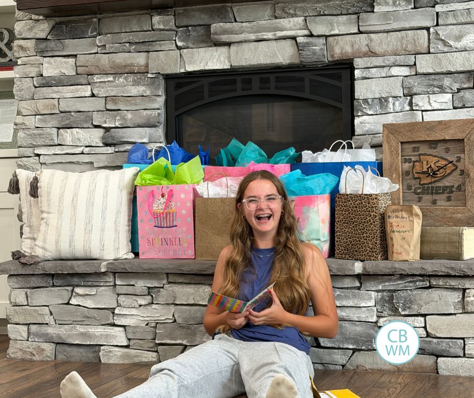 Brinley opening her birthday presents
