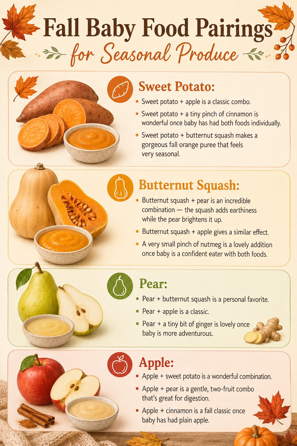 Fall Baby Food Pairings for Seasonal Produce pinnable image