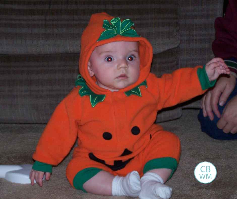 Brayden dressed as a pumpkin