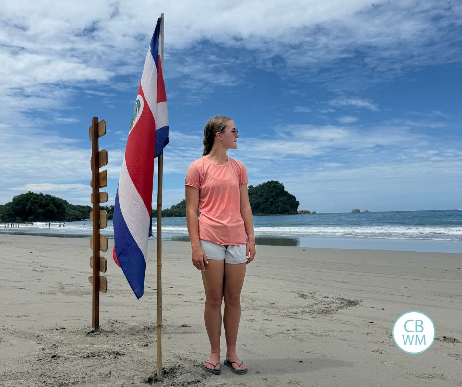 McKenna standing on the beach in Costa Rica