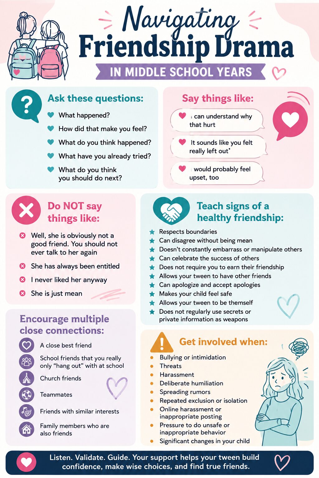 Tips for navigating friendship drama graphic