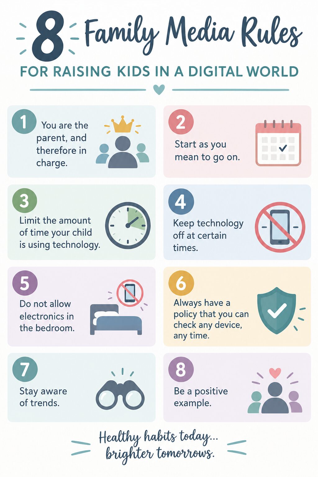 8 Family Media Rules for Raising Kids in a Digital World graphic